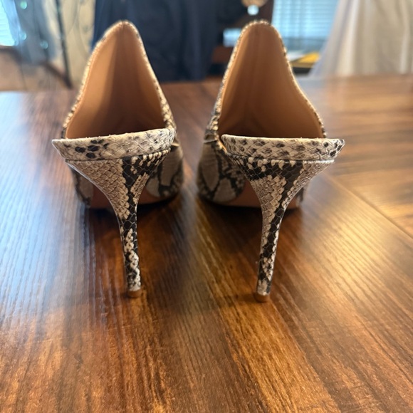 Schutz Bardot Snakeskin-Embossed Leather Mules - Picture 7 of 9